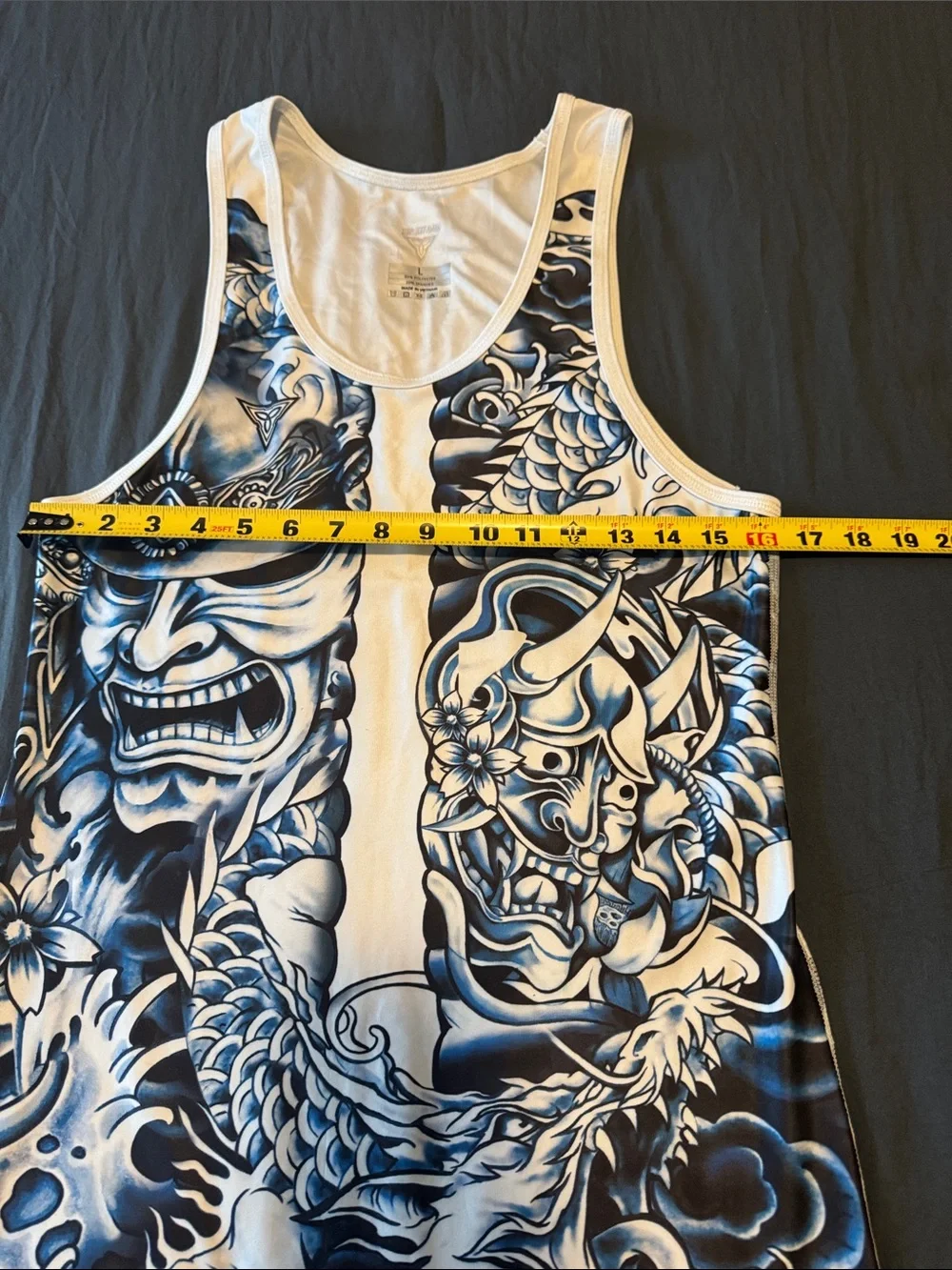 Men's Blue & White Graphic Singlet - Large by TriTitan